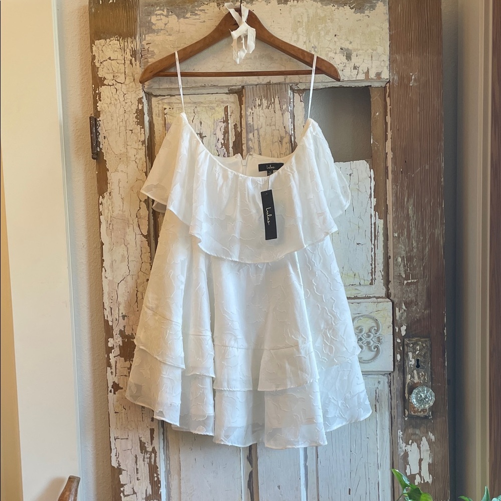 Lulu's White Layered Mini Dress (Large) TAGS ATTACHED